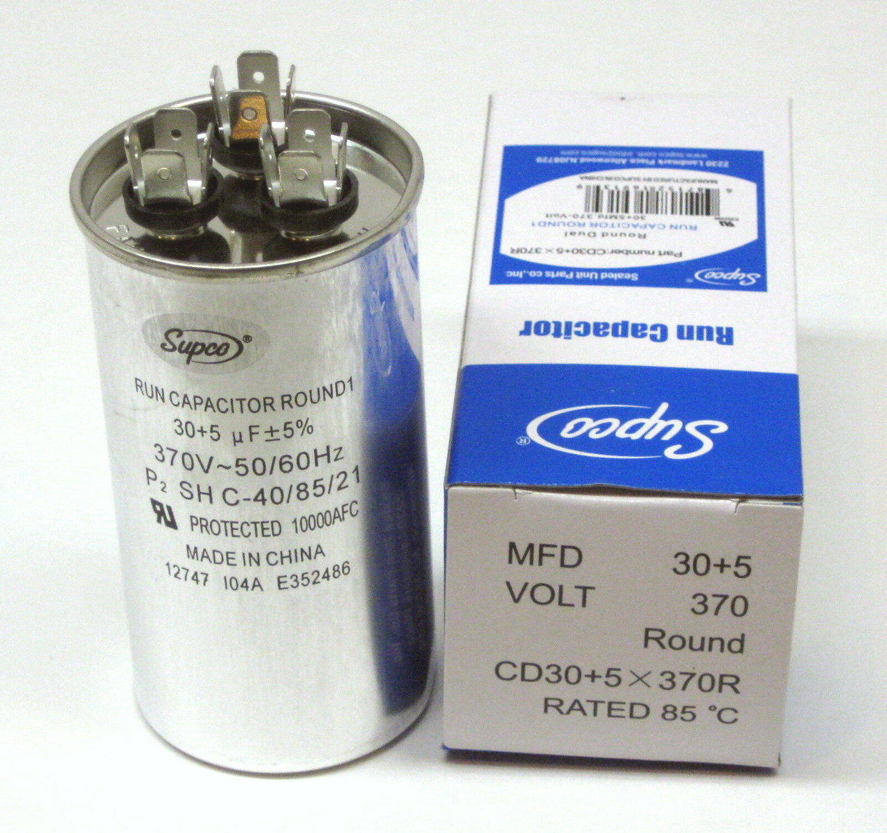 Supco CD30+5X370R 30/5 MFD 370V Round Run Capacitor