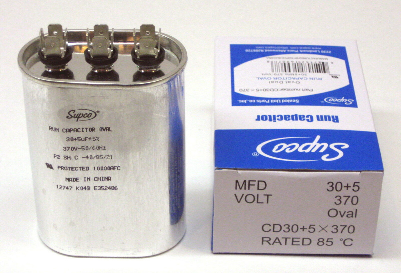 CD30+5X370 30/5 MFD 370V Oval Dual Run Capacitor | McCombs Supply Co