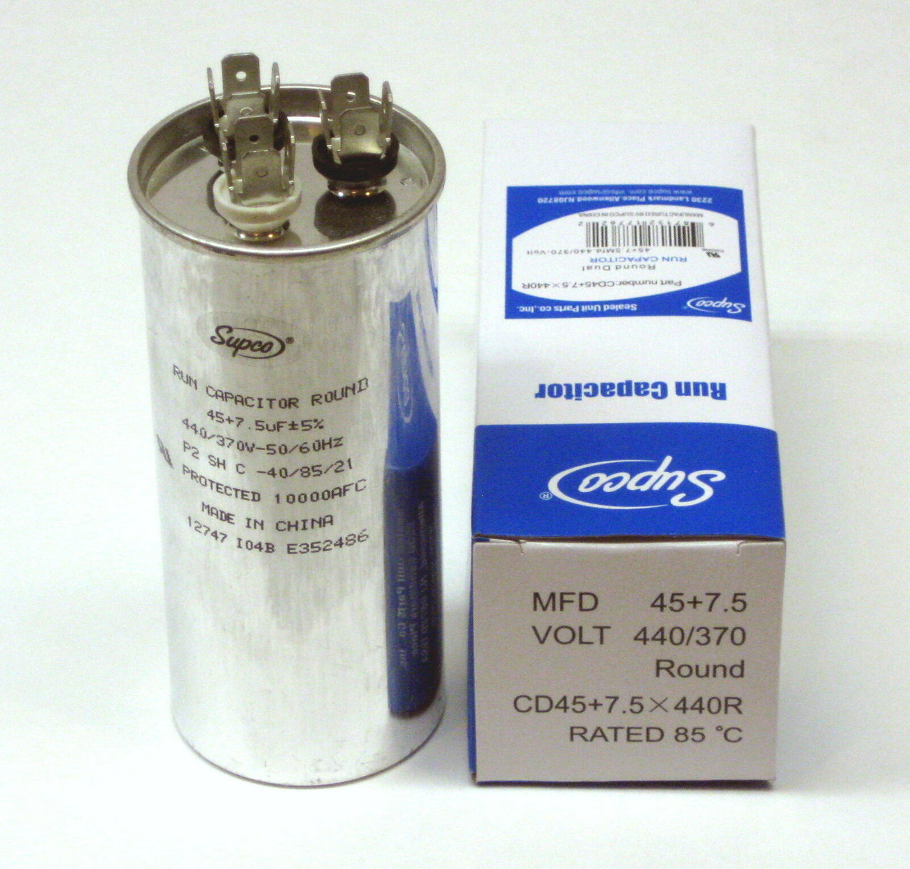 2 Pack 40 Proline PB400Z075S440EAGR Replacement Made in The U.S.A. 7.5 uf/Mfd 370/440 VAC AmRad Round Dual Universal Capacitor 2 Pack 40 Proline PB400Z075S440EAGR Replacement Made in The U.S.A. 7.5 uf/Mfd 370/440 VAC AmRad Round Dual Universal Capacitor