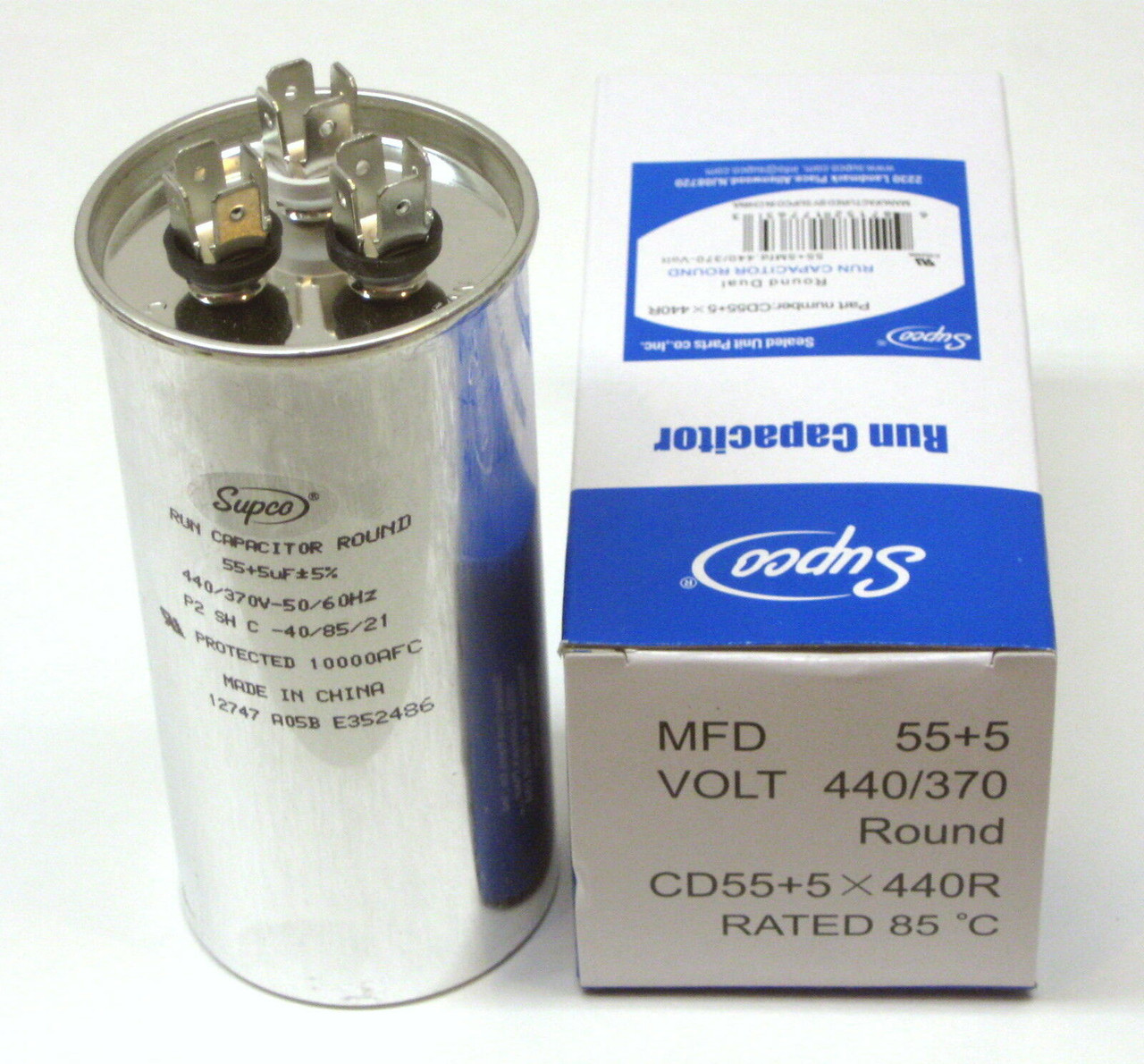 Round Run Capacitor 55+5 MFD 440V | McCombs Supply | CD55+5X440R