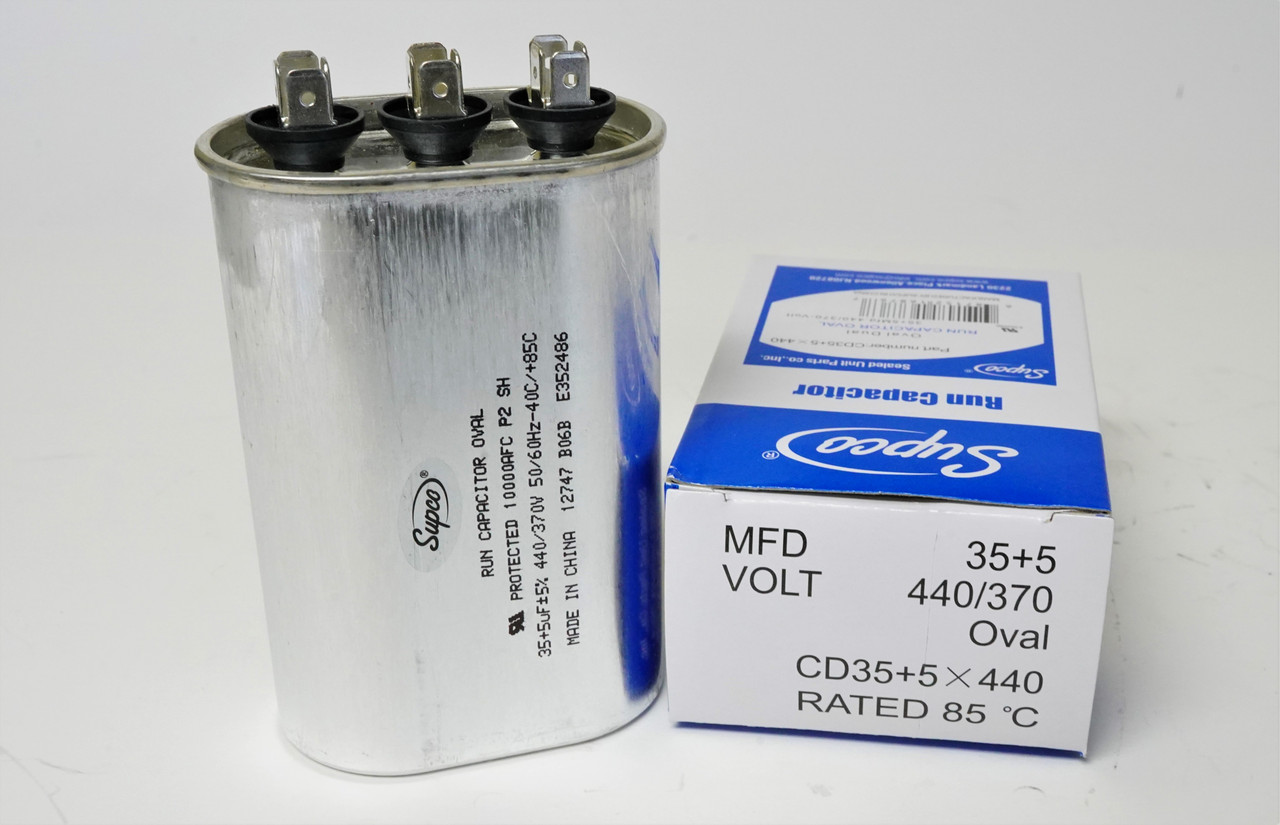 CD35+5X440 35/5 MFD 440V Oval Dual Run Capacitor | McCombs Supply Co