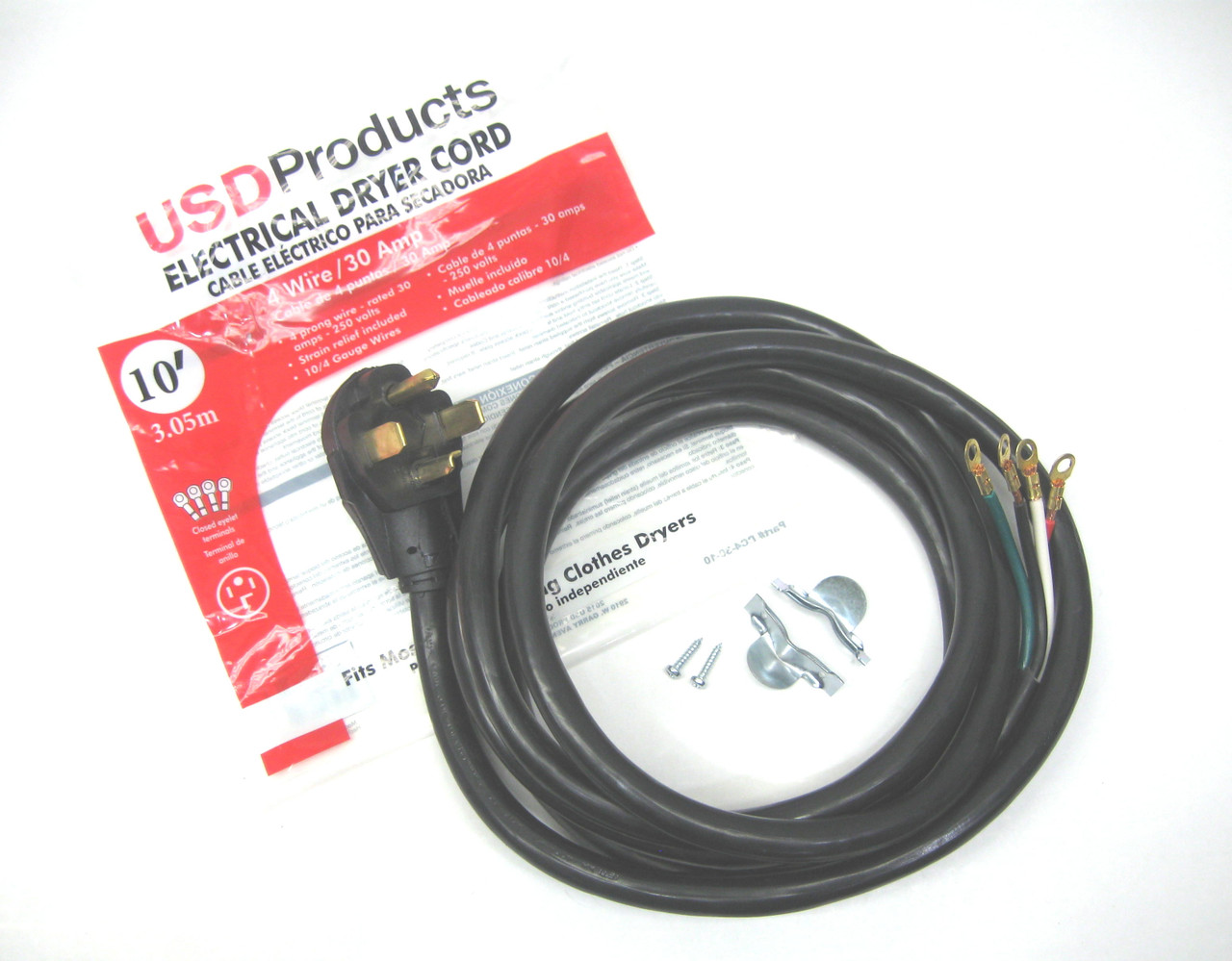 Clothes Dryer Power Cord 4 Prong Wire 30 Amp 10 Foot 10 4 Gauge Wire Heavy Duty