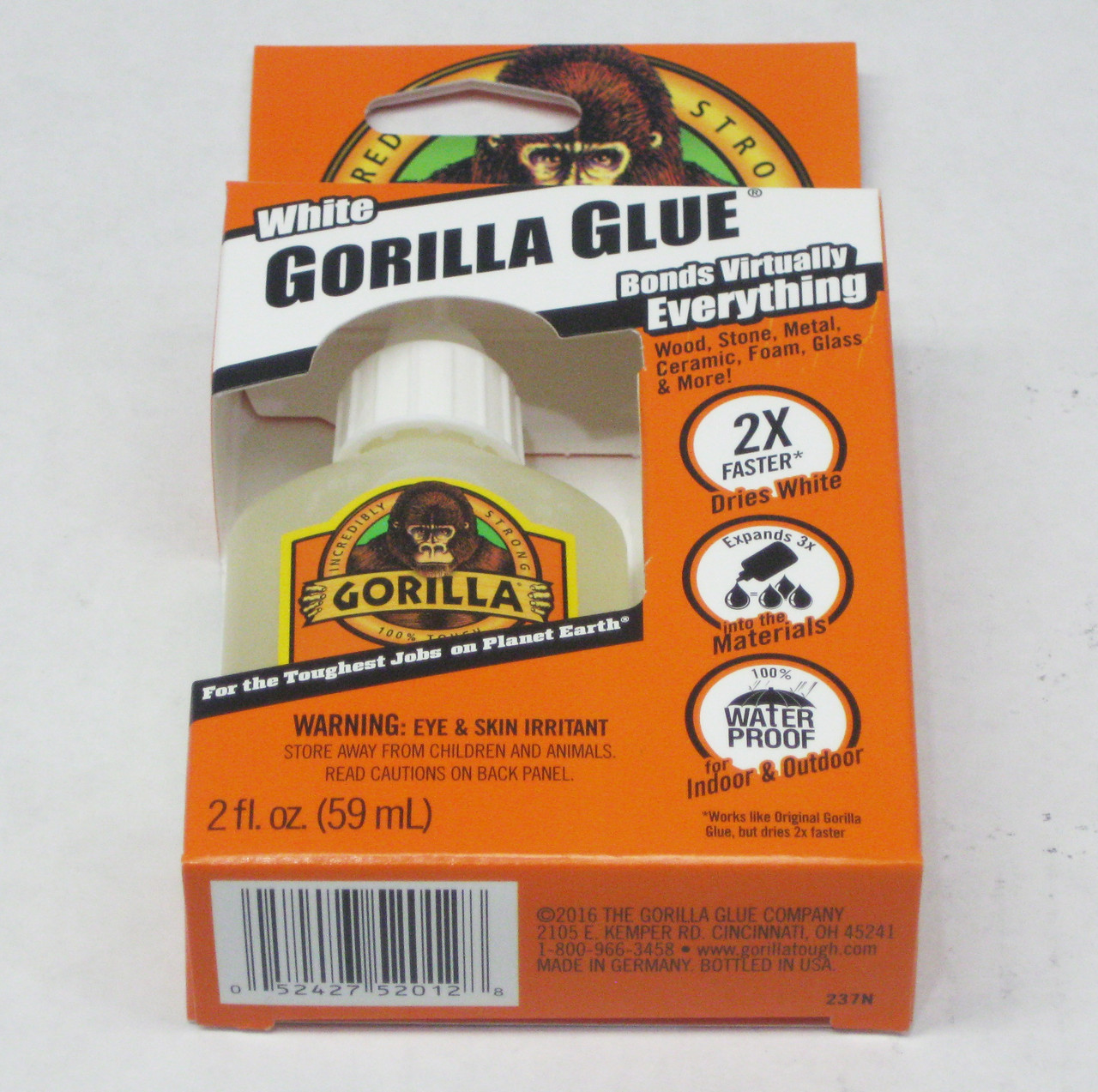 Gorilla Glue White 2 oz Strong Bonds Wood Stone Metal Glass