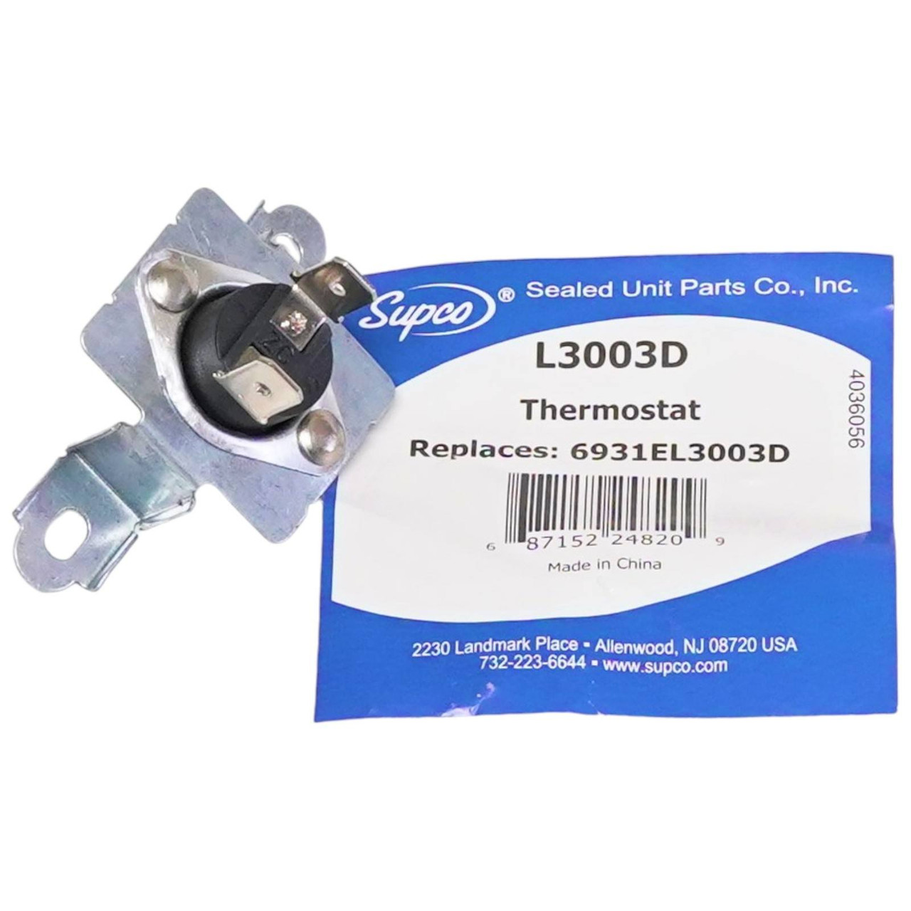 Supco Limit Thermostat | McCombs Supply Co | L3003D