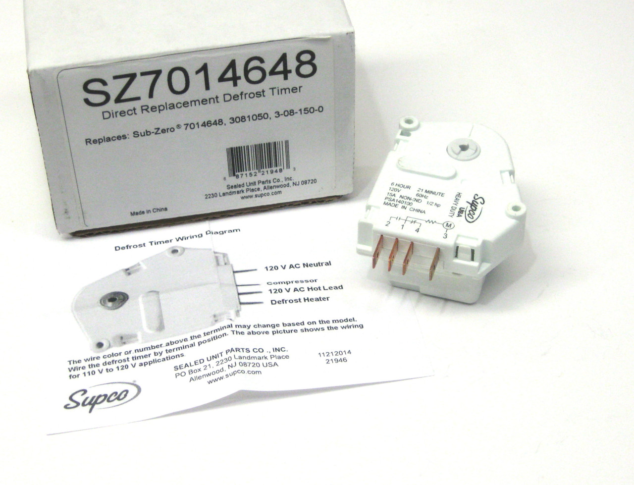 Supco Refrigerator Defrost Timer | McCombs Supply Co | SZ7014648