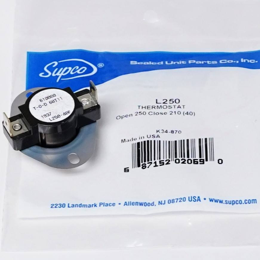 Supco Limit Thermostat | McCombs Supply Co | L250-40