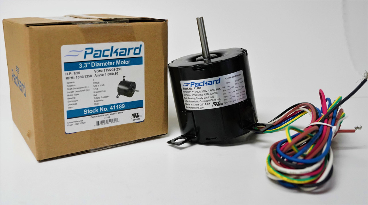 Packard Refrigeration Fan Motor for Krack | McCombs Supply Co | 41189