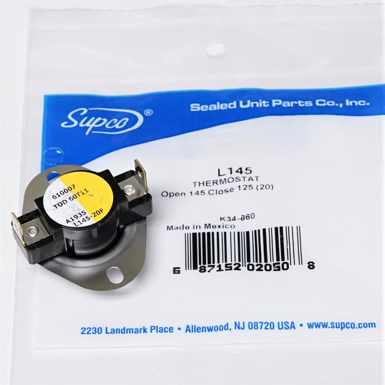 Supco Limit Thermostat | McCombs Supply Co | L145-20