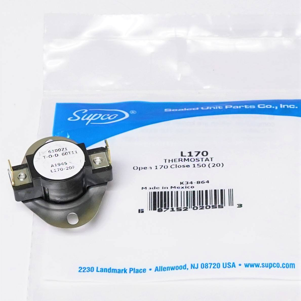 Supco Limit Thermostat | McCombs Supply Co | L170-20