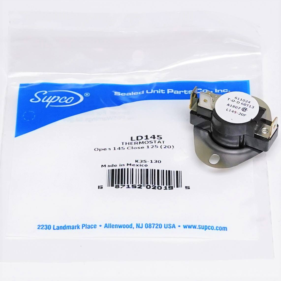 Supco Limit Thermostat | McCombs Supply Co | LD145-20