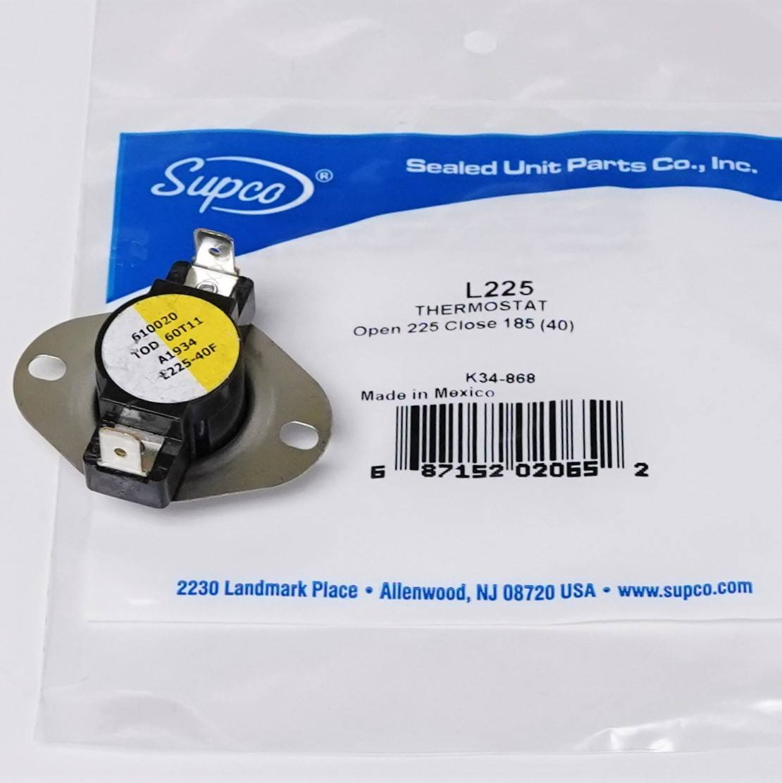 Supco Limit Thermostat | McCombs Supply Co | L225-40