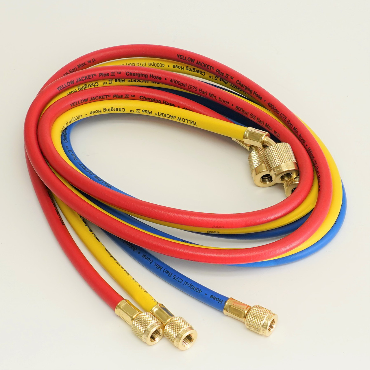 YELLOW JACKET 22986 Manifold Hose Set,72 In,Red,Yellow,Blue 