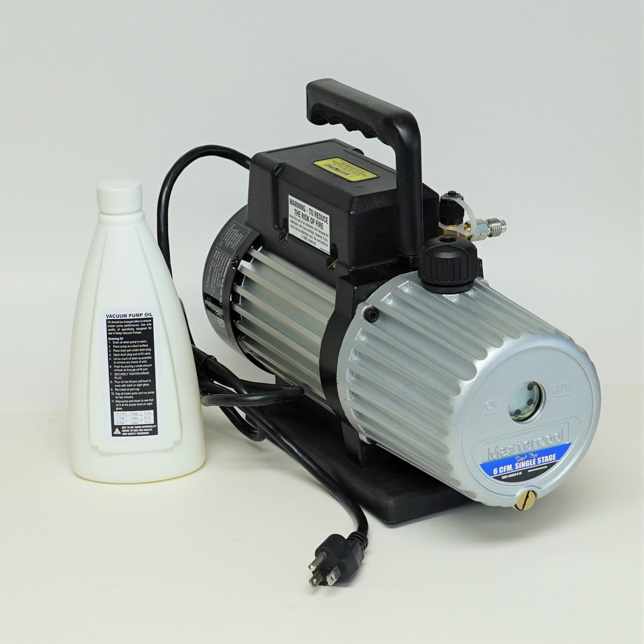 Mastercool 90066-B-SF Spark Free 6 CFM Single Stage Vacuum Pump 80 Microns  1/3HP 115 Volts