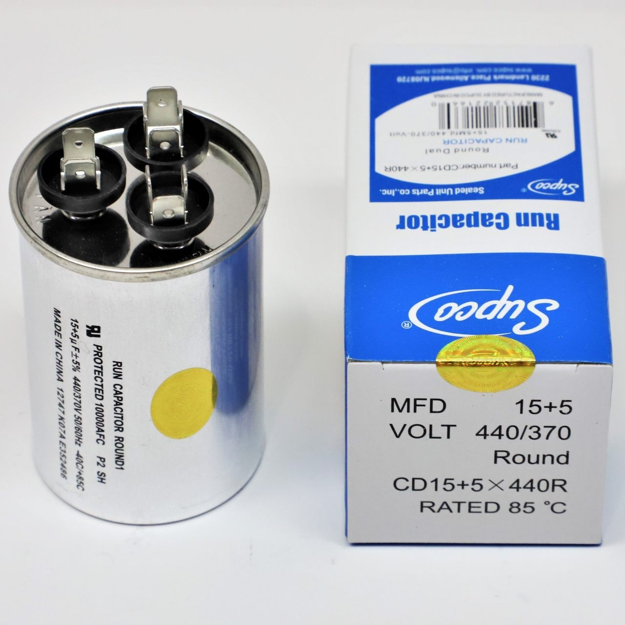 Round Run Capacitor 15+5 MFD 440V | McCombs Supply | CD15+5X440R