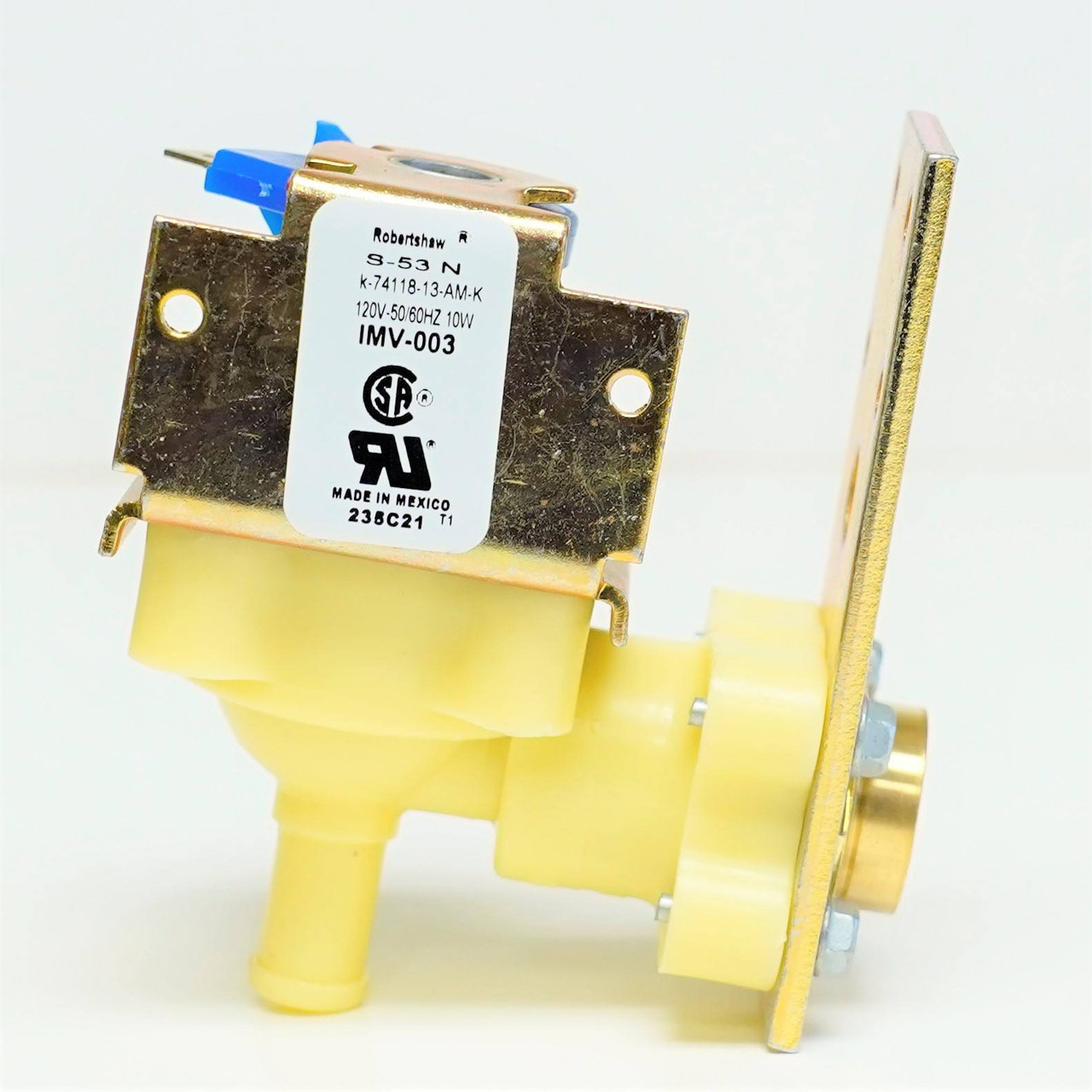 Électrovanne Robertshaw Pour Machine Manitowoc - Sortie 11,5 Mm, Entrée Coudée 3/4", Plastique, 0,35 L/min, 230 V AC - 11