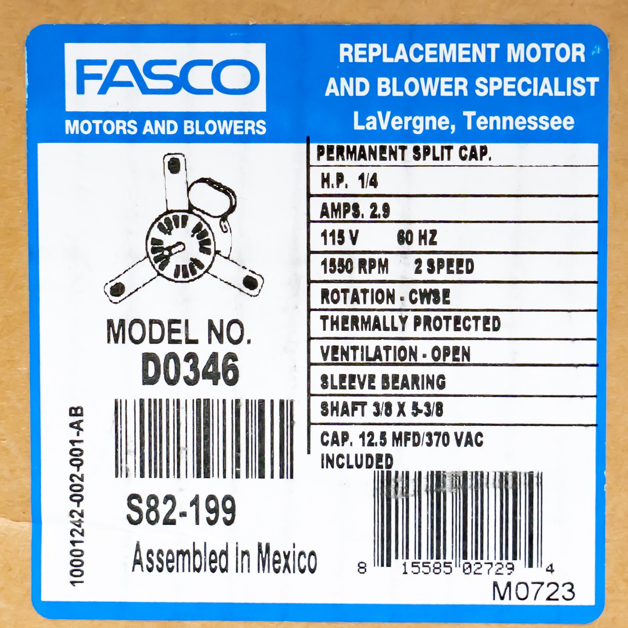 Fasco Replacement Motor for Penn Vent | McCombs Supply Co