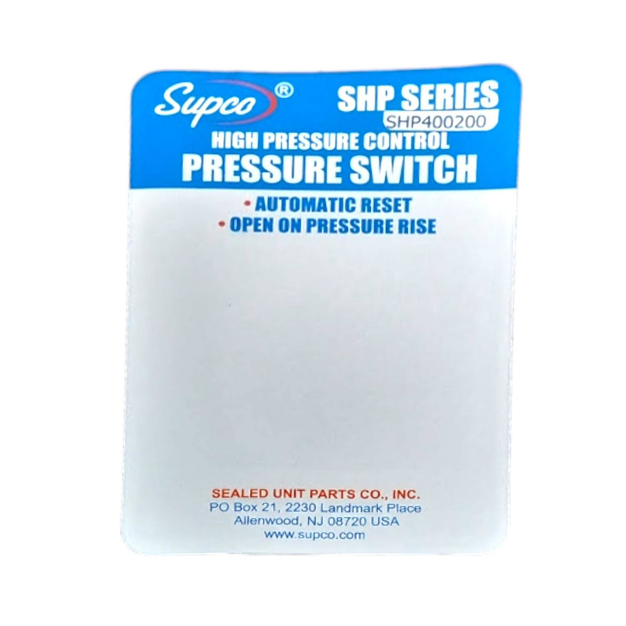 Supco HVAC High Pressure Switch | McCombs Supply Co | SHP400200
