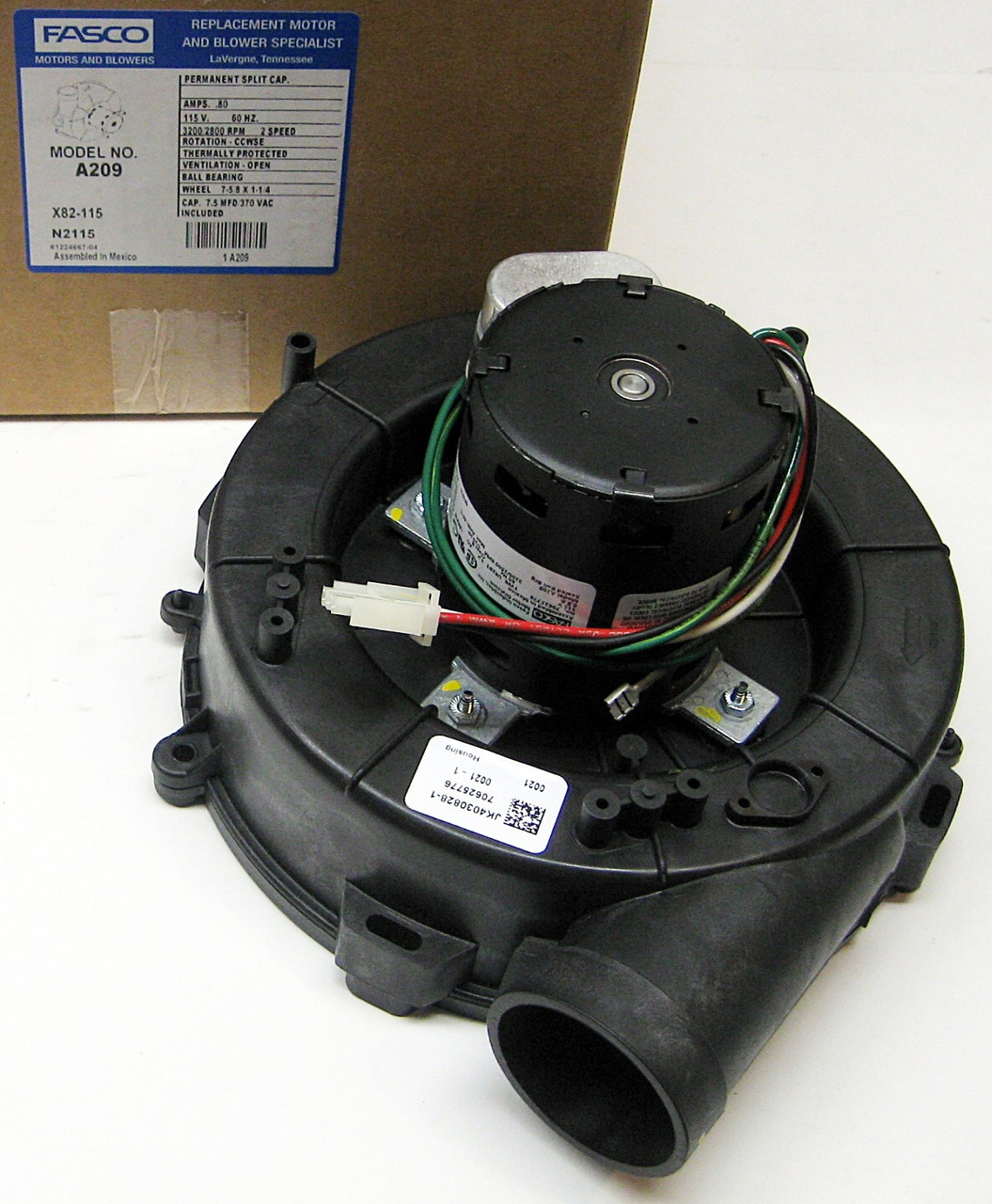 Fasco Furnace Draft Inducer Blower Fan Motor | McCombs Supply | A209
