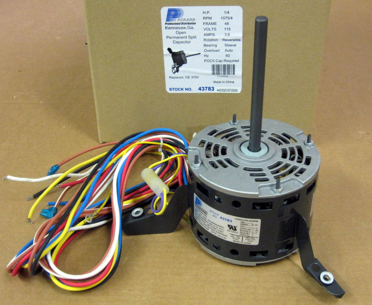 Packard 43784 Torsion Flex Direct Drive Blower Motor 208-230V 1075 rpm 1/4 hp Packard 43784 Torsion Flex Direct Drive Blower Motor 208-230V 1075 rpm 1/4 hp