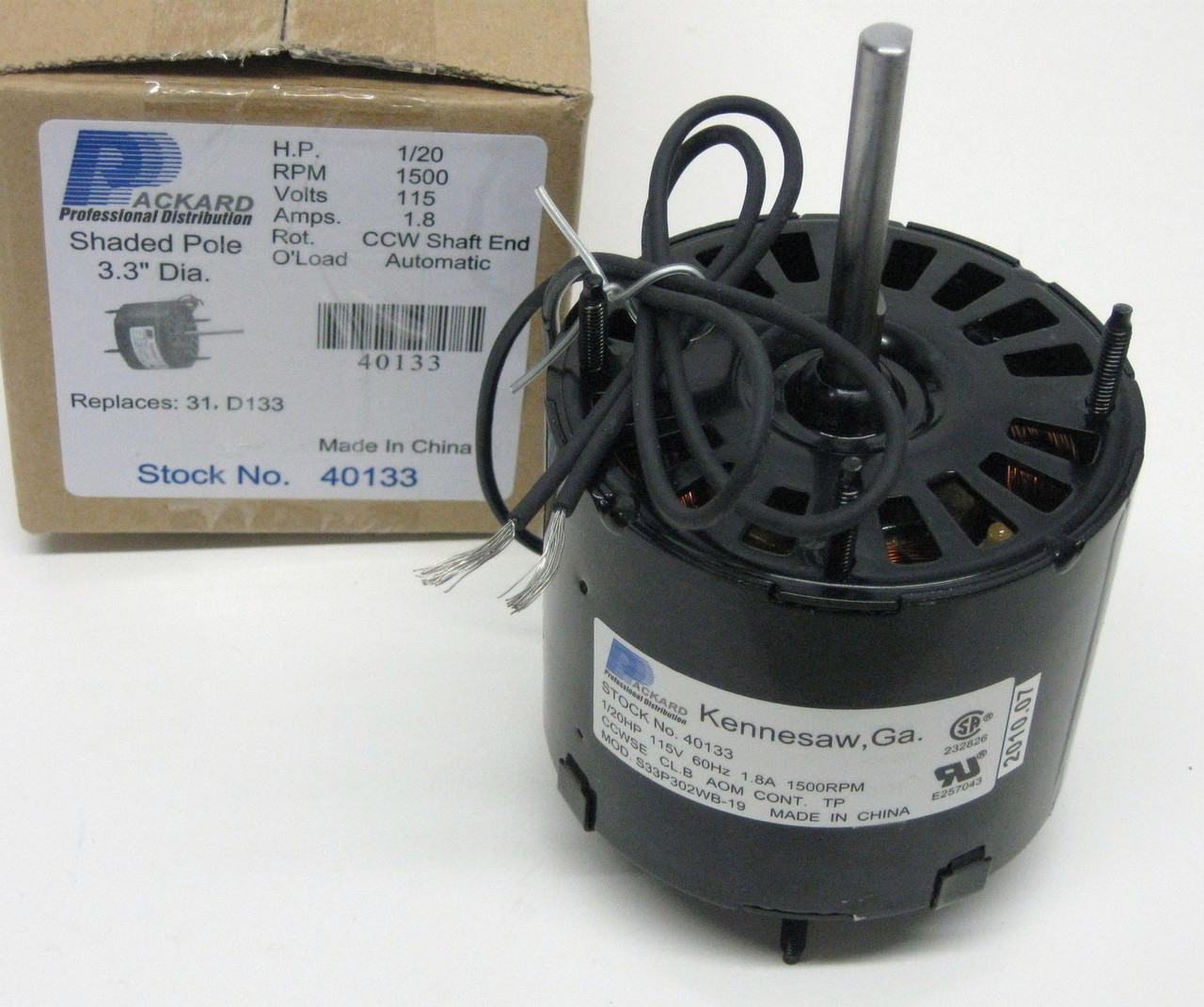 Packard Motor for Fasco D133 | McCombs Supply Co | 40133