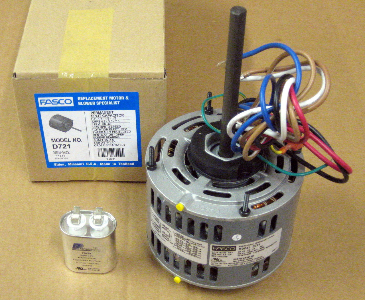 D721 5 Fasco 1 4 Hp 1075 115 V 3 Speed Furnace Blower Fan Motor W Capacitor