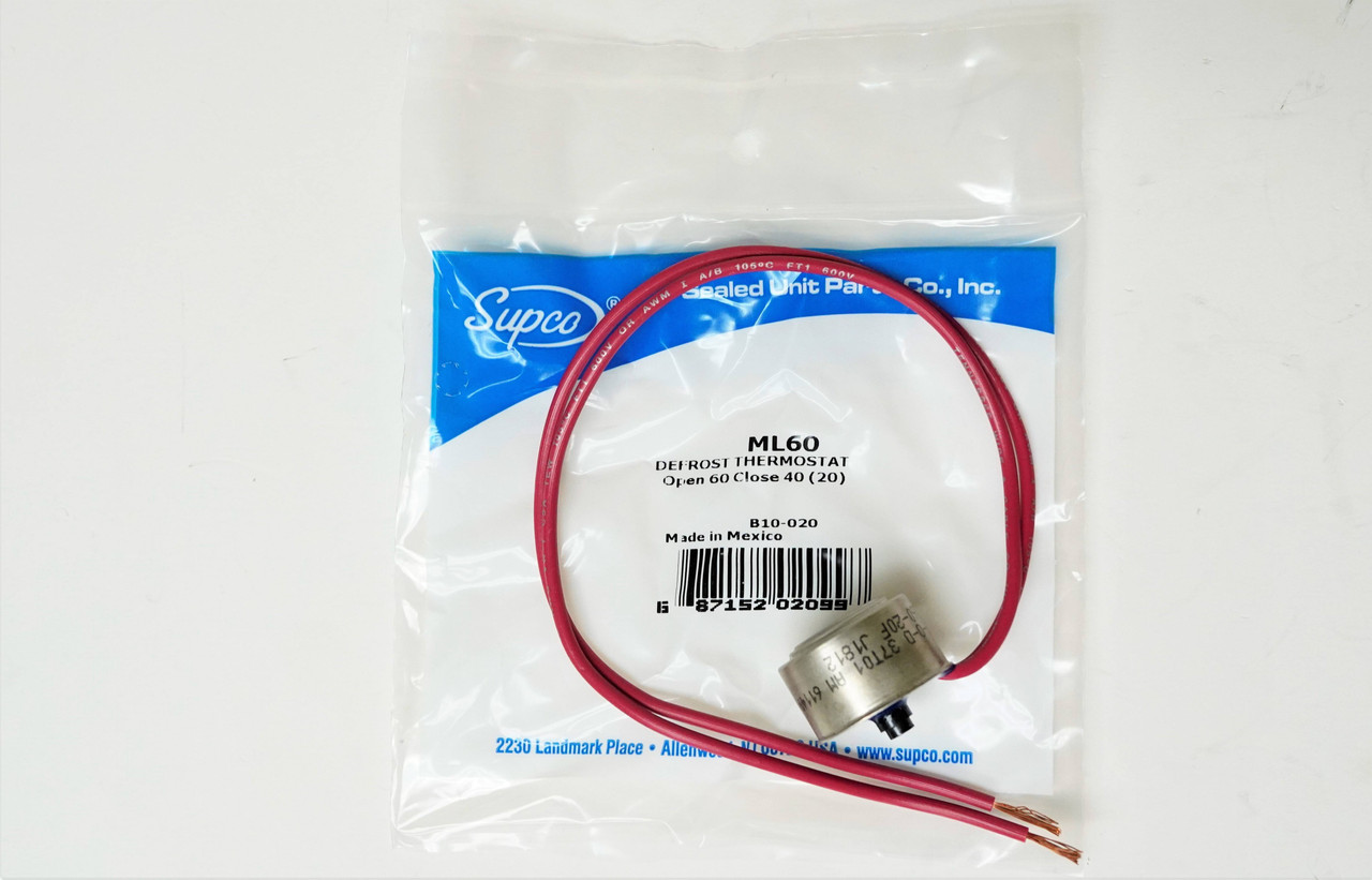 Refrigerator Defrost Thermostat L-60 degree | McCombs Supply Co | ML60 