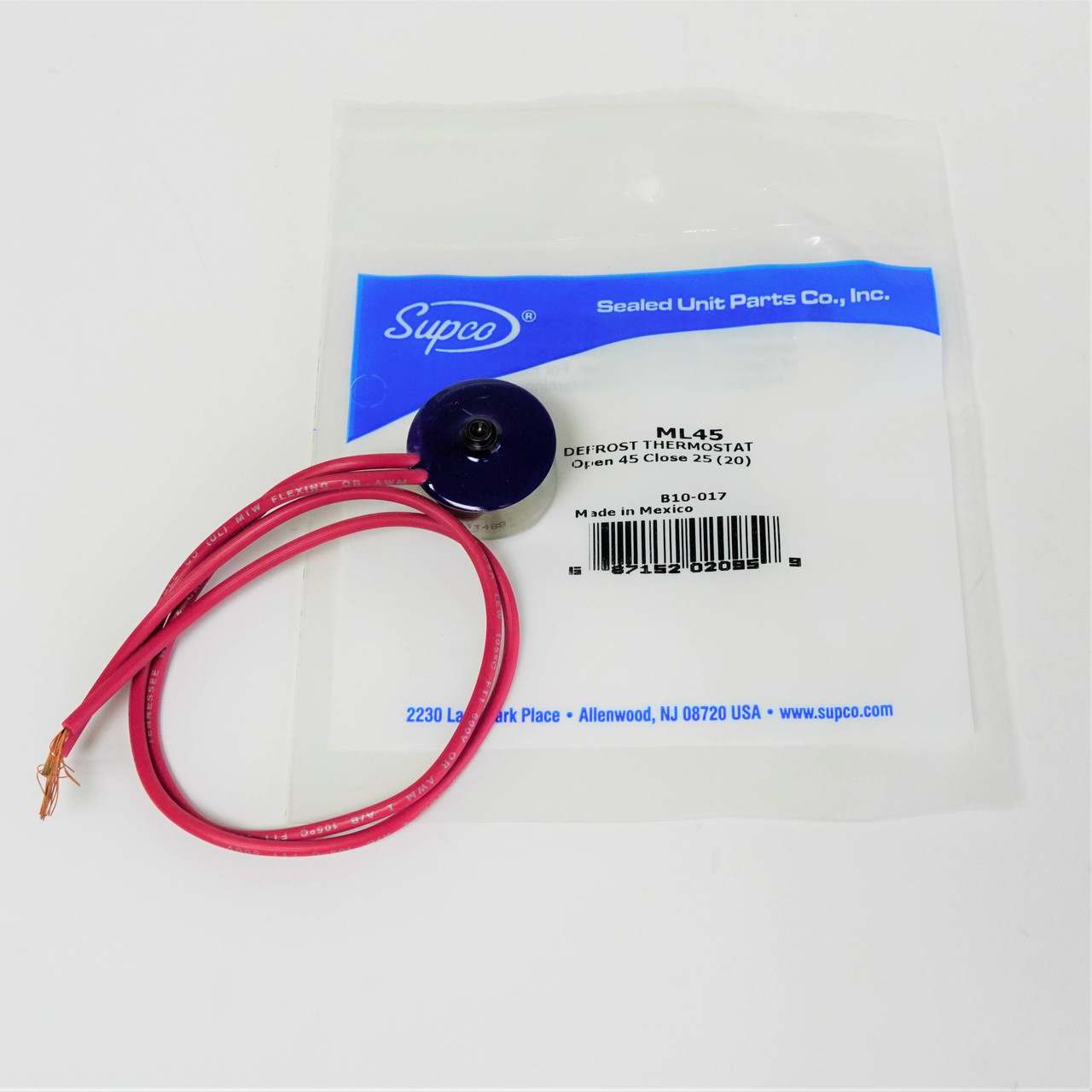 SUPCO Refrigerator Defrost Thermostat L-45 | McCombs Supply Co | ML45