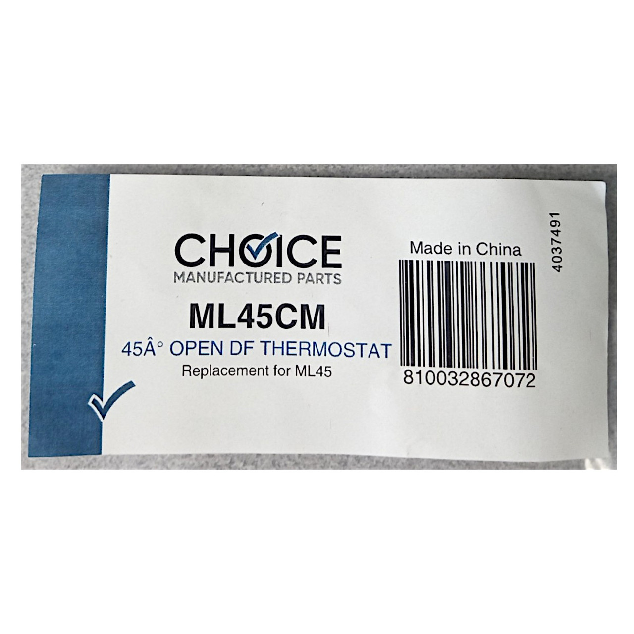 【RT‑6650344304】 Choice Refrigerator Defrost Thermostat L-45 | McCombs Supply Co | ML45