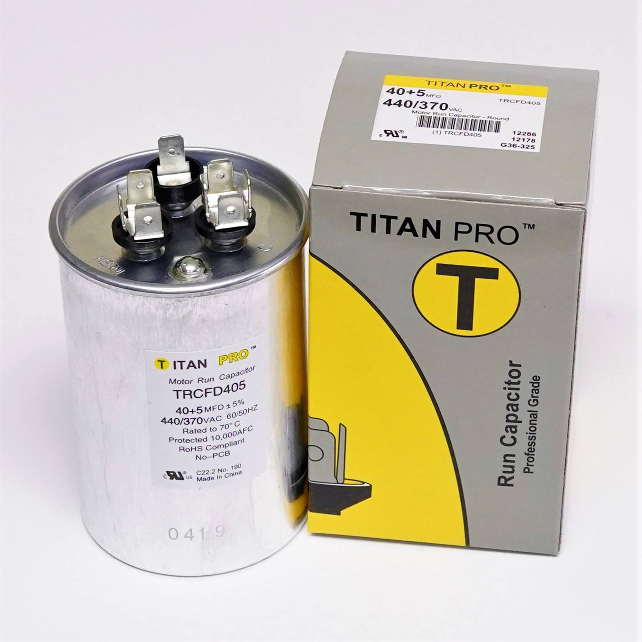 【toto】 TitanPro TRCFD405 40/5 MFD 440 Volt Run Capacitor | McCombs