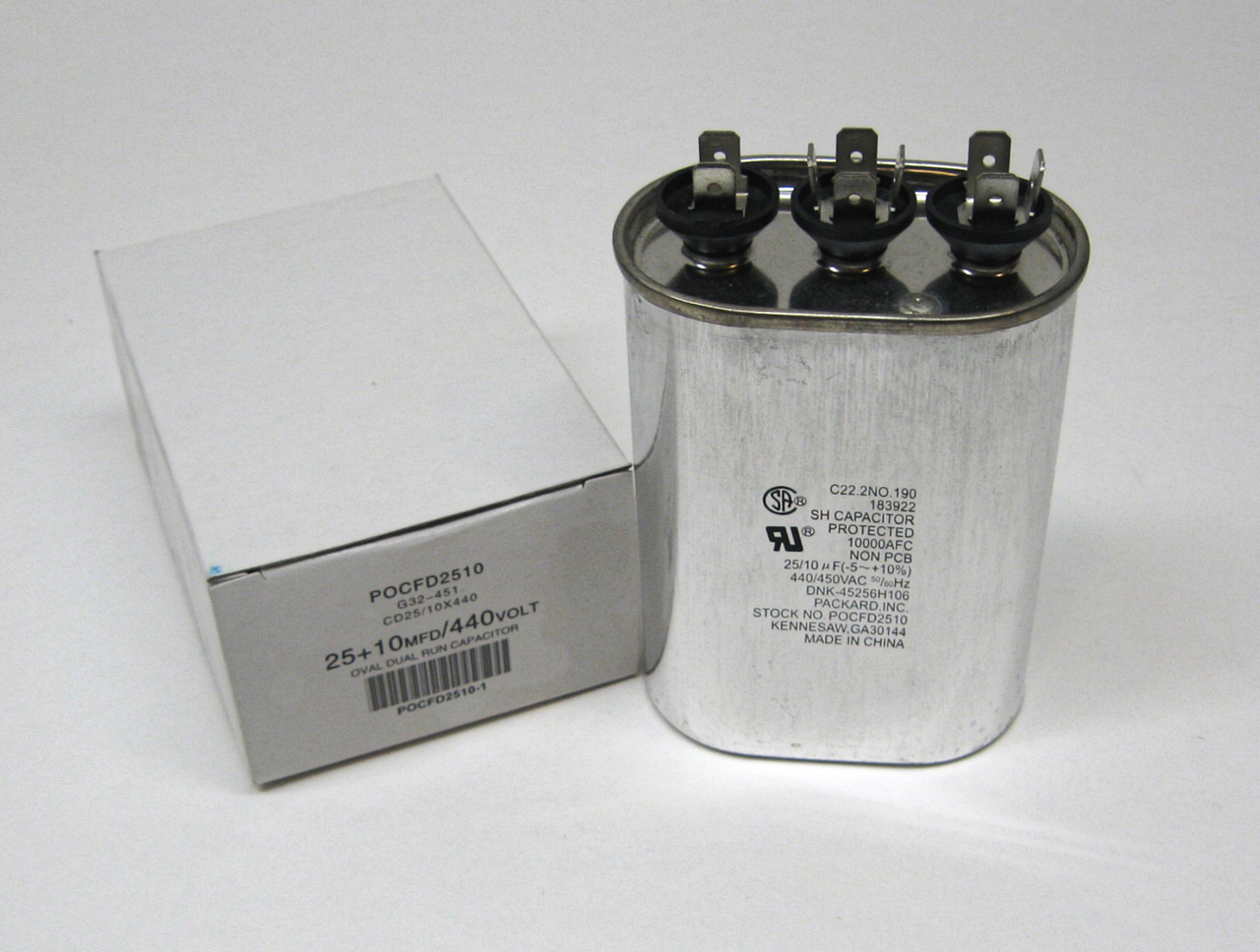 TOCFD2510 25/10 MFD 440V Oval Run Dual Capacitor | McCombs Supply Co