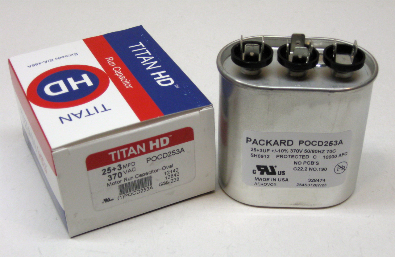 American 25+3 MFD 370V Oval Run Dual Capacitor | McCombs Supply Co