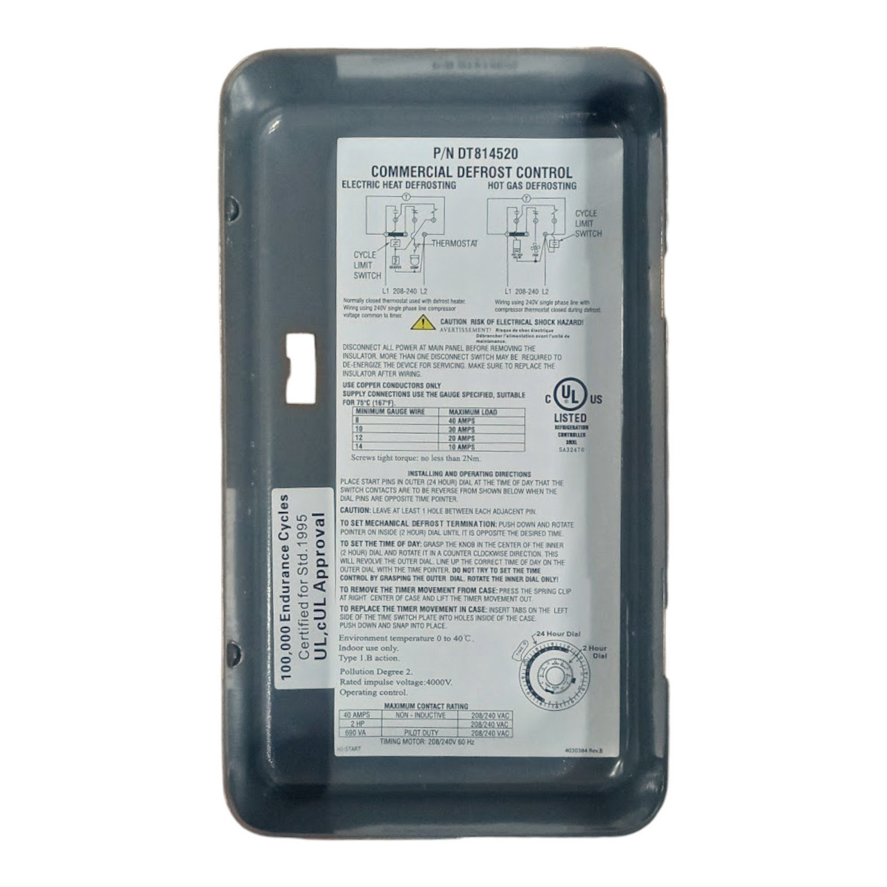 Wiring Diagram Supco S8145-20 Commercial Defrost Timer – Replaces
