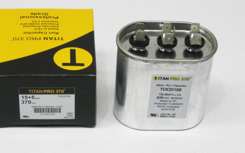 TOCD155 HVAC Oval Dual Motor Run Capacitor