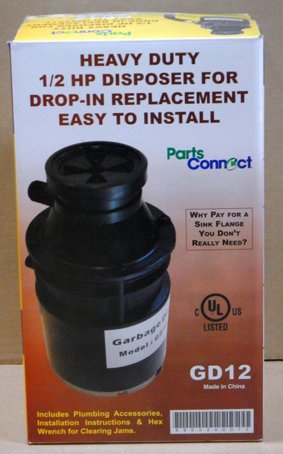 GD12 Food Waste Garbage Disposer 1//2 HP Drop in for ISE Badger5 Badger1