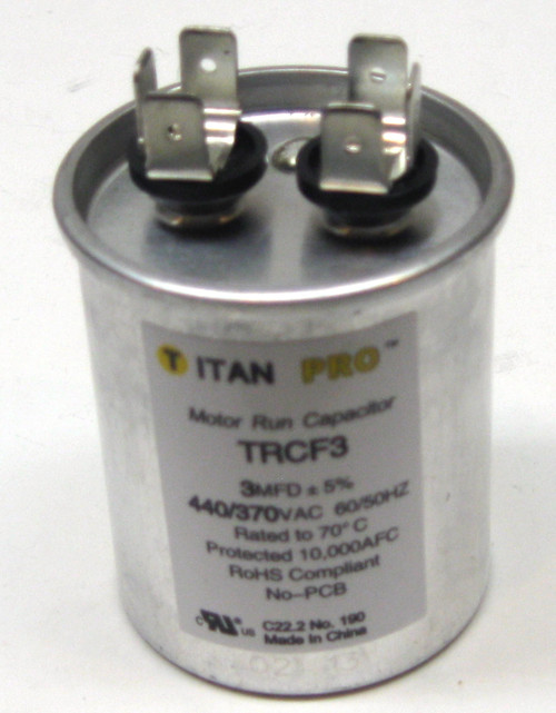 TitanPro TRCF3 HVAC Round Motor Run Capacitor. 3 MFD/UF 440/370 Volts
