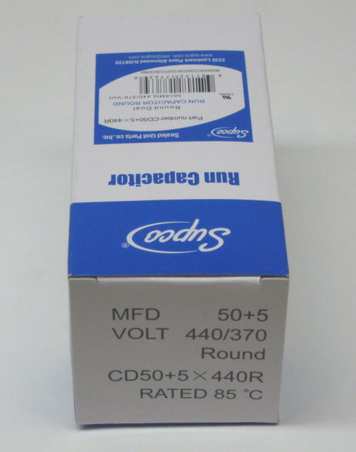 Supco CD50+5X440R HVAC Motor Round Dual Run Capacitor 50 + 5 MFD 440 Volts