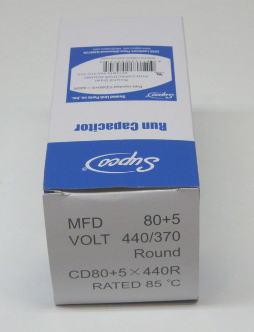 Supco CD80+5X440R HVAC Motor Round Dual Run Capacitor 80 + 5 MFD/UF 440 Volts