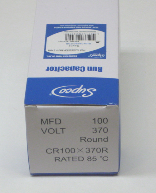 Supco CR100X370R HVAC Motor Round Run Capacitor 100 MFD 370 Volts