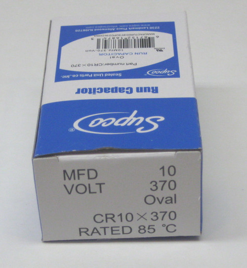 Supco CR10X370 HVAC Motor Oval Run Capacitor 10 MFD 370 Volts