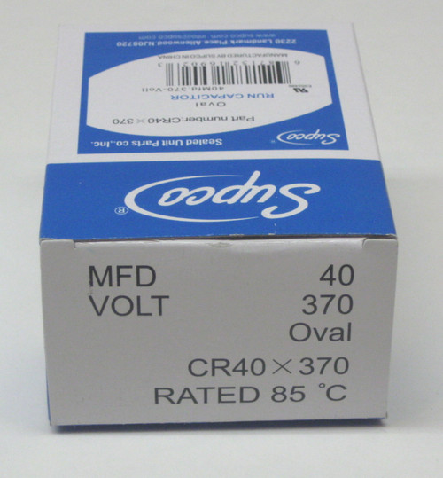 Supco CR40X370 HVAC Motor Oval Run Capacitor 40 MFD 370 Volts