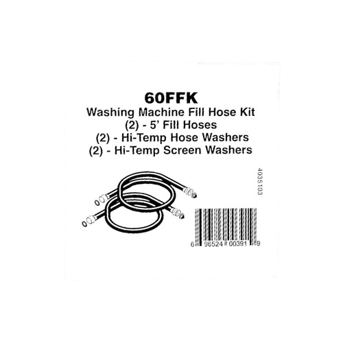 Washing Machine Rubber Fill Hose Set 5' Supply Co 60FFK