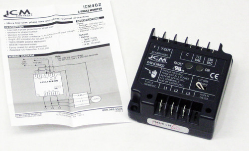 ICM Controls hree-Phase Line Voltage Monitor Phase Loss and Reversal Protection part number ICM402.