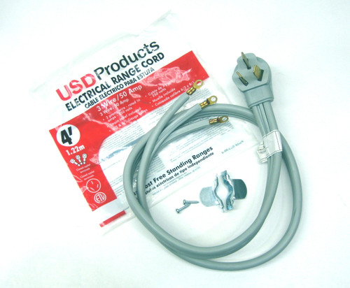 Range Oven Electric Power Cord 3 Prong Wire 50 Amp 4' Foot Heavy Duty Range Oven Electric Power Cord 3 Prong Wire 50 Amp 4' Foot Heavy Duty