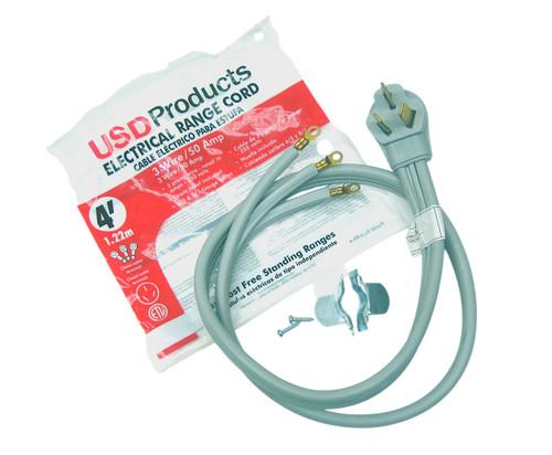 Range Oven Electric Power Cord 3 Prong Wire 50 Amp 4' Foot Heavy Duty