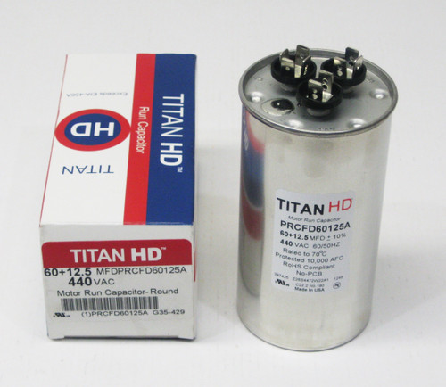 TitanHD American-Made HVAC Round Motor Run Dual Capacitor part number PRCFD60125A