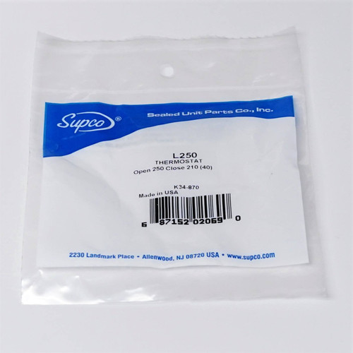 Supco Limit Thermostat Mccombs Supply Co L250 40