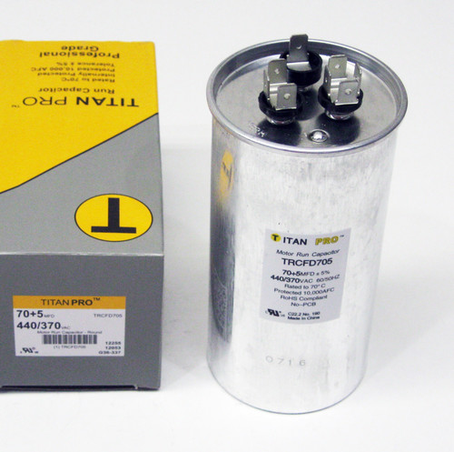 TitanPro TRCFD705 HVAC Round Dual Motor Run Capacitor.
