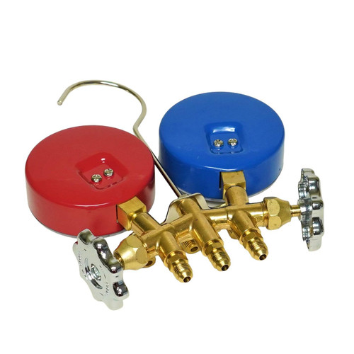 Mastercool 33503 2-Way Brass Manifold Gauge Set for R600a R290 R134a