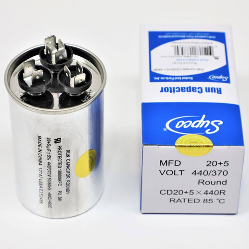 Round Run Capacitor 30+5 MFD 440V | McCombs Supply | CD30+5X440R