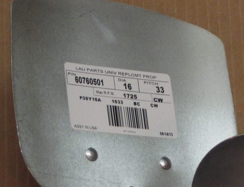 Lau 60760501 16" Fan Blade CW Rotation 33 Degree Pitch 4 Blades